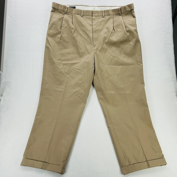 Lands' End Other - Lands' End Pants Mens 46 Long Khaki Traditional Fit Pleated Cuffed Chino Casual